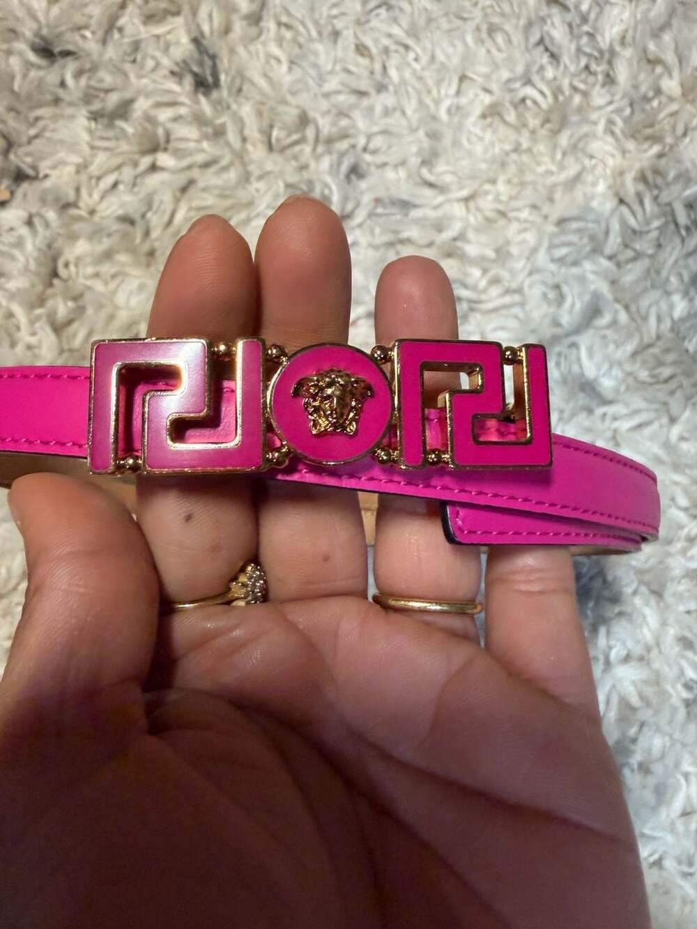 Versace Greca Medusa Slim Leather Belt in Pink - Picture 4 of 6